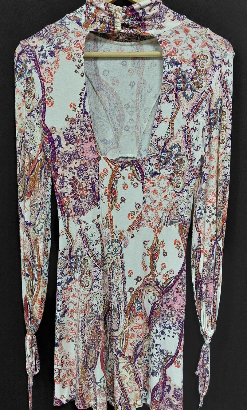 Free People Shift Dress Floral Long Sleeve Multicolor Women See Measurements
